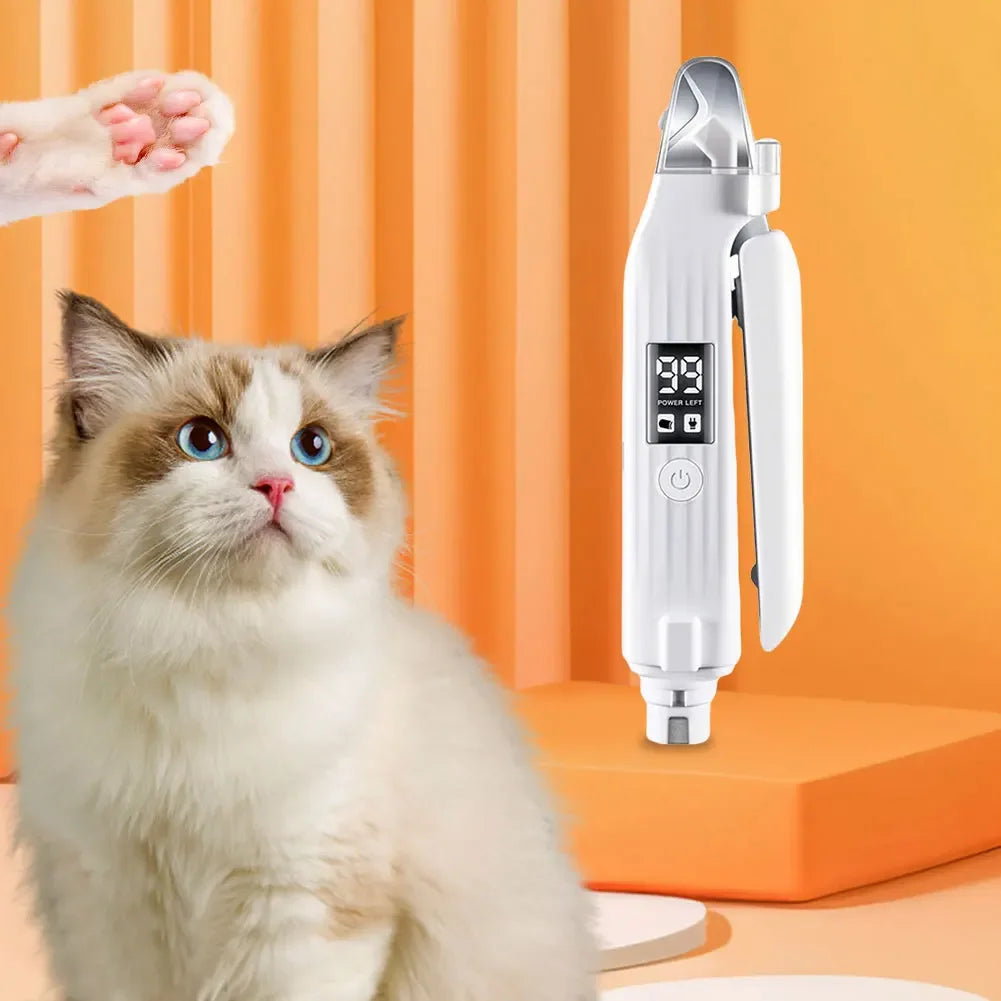 2-in-1 Dog Nail Grinder & Clipper – Rechargeable, Quiet, with LED Light