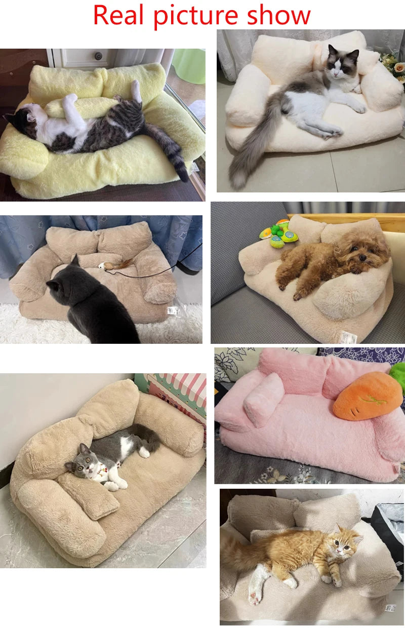Fluffy Pet Sofa Bed – Removable, Washable & Non-Slip for Small Dogs