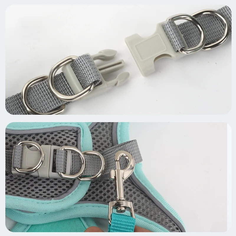 Reflective Mesh Dog Harness – Breathable, No-Pull, Escape-Proof Vest for Small Dogs