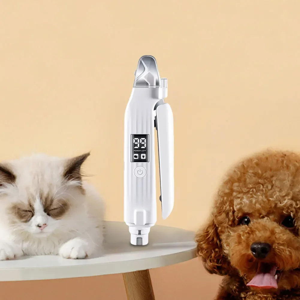2-in-1 Dog Nail Grinder & Clipper – Rechargeable, Quiet, with LED Light