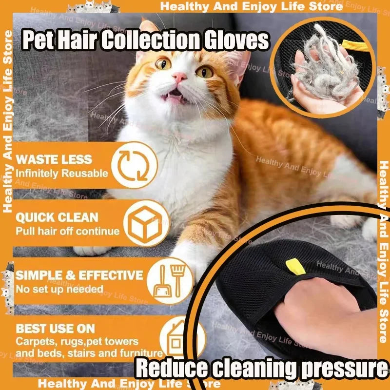 Double-Sided Pet Hair Remover Glove – Grooming Mitt & Fur Collector