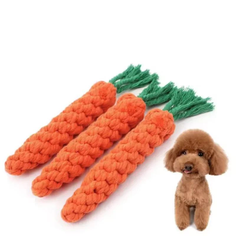 Cotton Rope Carrot Chew Toy – Durable Tug Toy for Puppies (Multipacks)