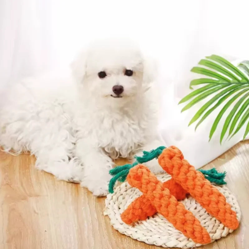 Cotton Rope Carrot Chew Toy – Durable Tug Toy for Puppies (Multipacks)