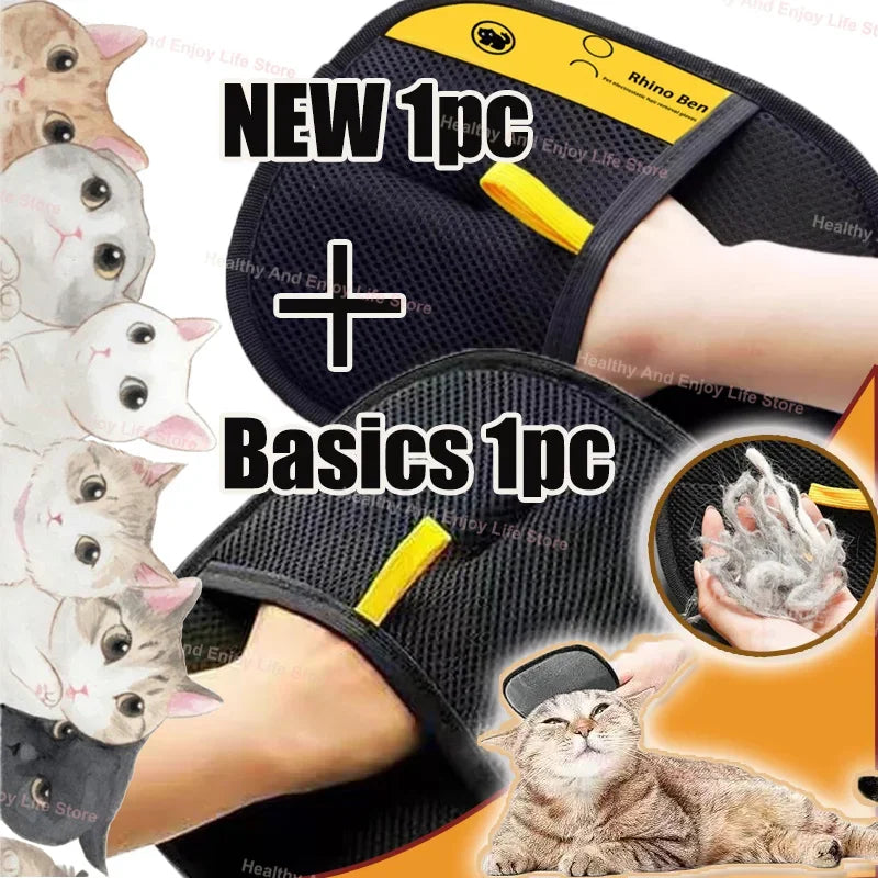 Double-Sided Pet Hair Remover Glove – Grooming Mitt & Fur Collector